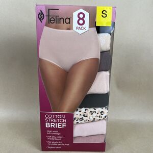 Felina Womens 8‎ Pack Cotton Modal Stretch Brief High Waist Tagless Label S